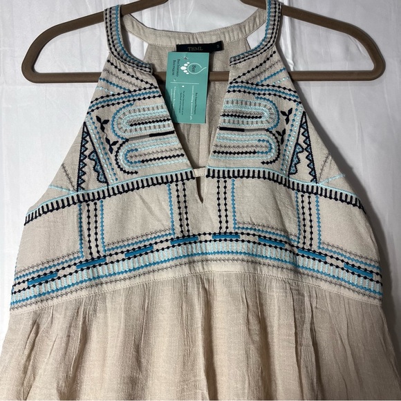 THML Cream and Blue Boho Patterned Halter Dress Sz S NWT - Picture 2 of 12